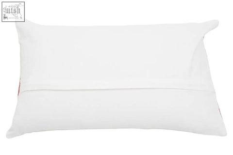 White ozella curve pattern rectangular cushion with smooth soft fabric and subtle edge stitching