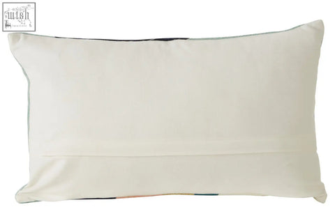 Cream-colored bosie ozella curved stripes cushion with subtle textured fabric and faint horizontal seam detail