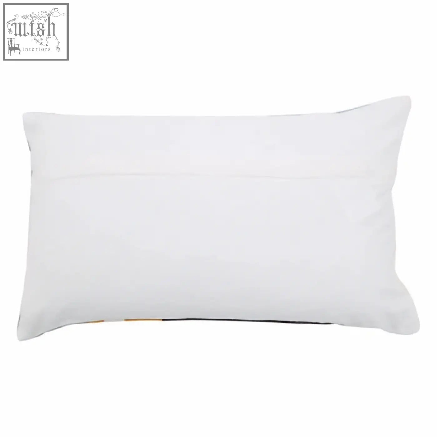 Bosie ozella multi colour rectangular cushion white pillow with subtle pattern along the bottom edge and soft texture