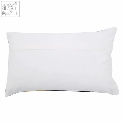 Bosie ozella multi colour rectangular cushion white pillow with subtle pattern along the bottom edge and soft texture