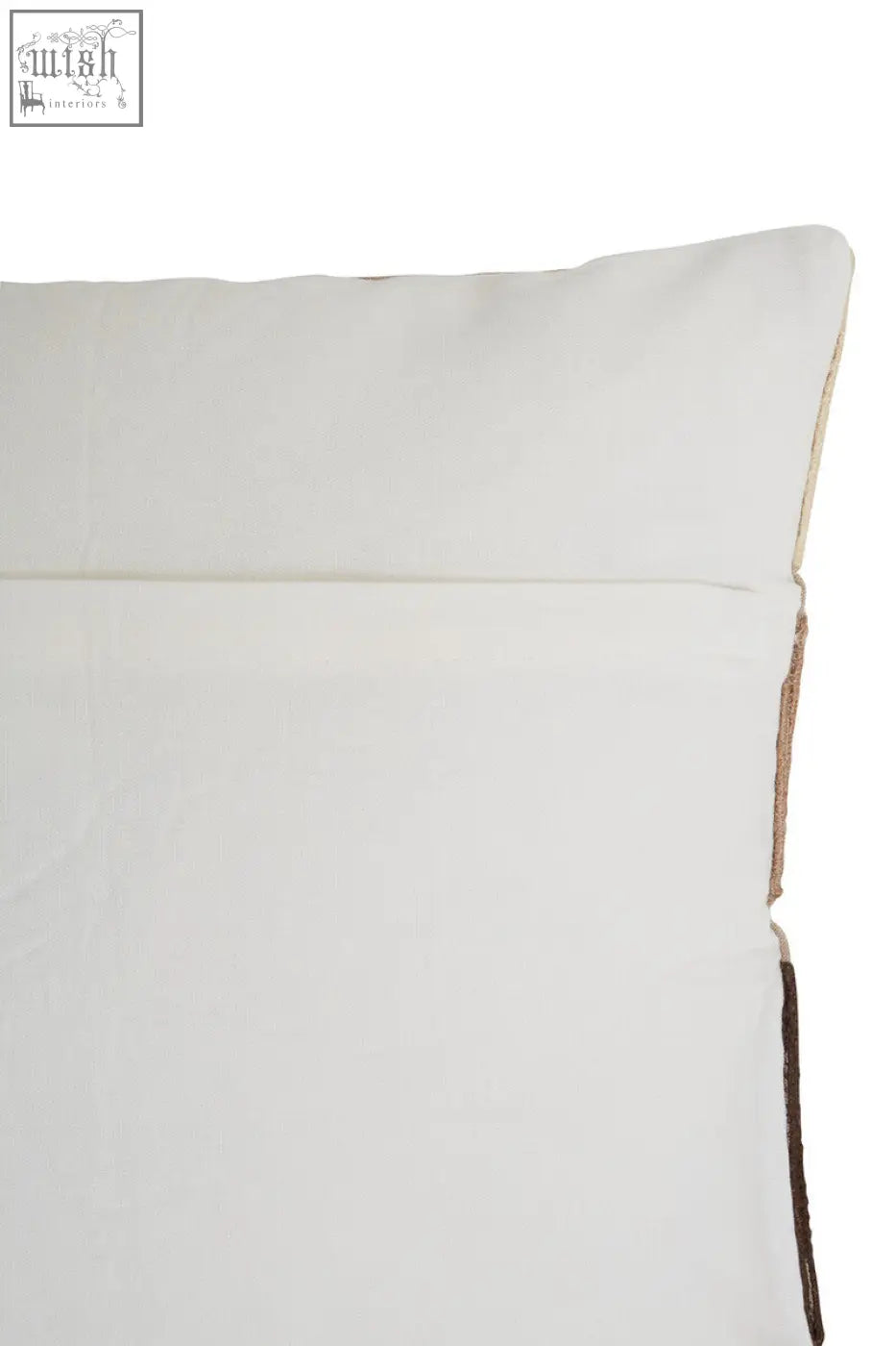 White bosie ozella natural tonal cushion with subtle textured fabric and visible stitching along edges