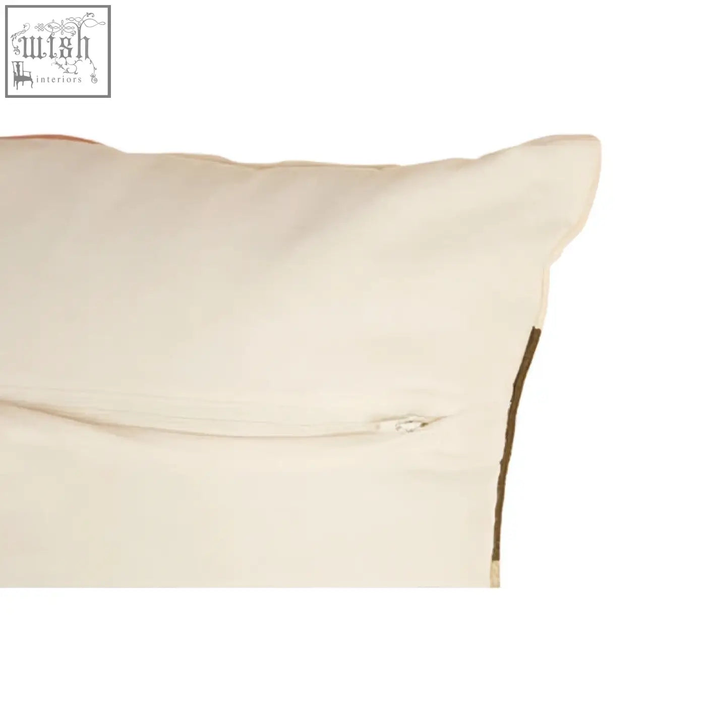 Cream-colored bosie ozella patch design cushion with subtle zipper closure and dark edge stitching