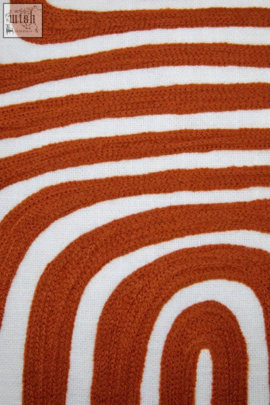 Bosie ozella premium cotton white cushion with cozy textured throw pillow in bold orange and white wavy stripes