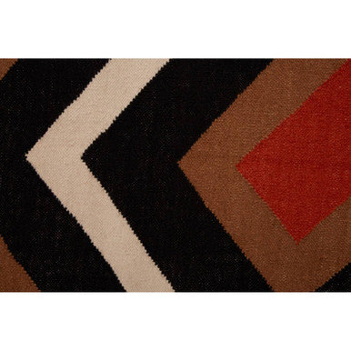 Bosie villon zig zag pattern rug with bold black cream brown and red chevron stripes for stylish floor decor