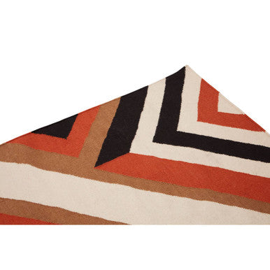 Bosie villon zig zag pattern rug with bold orange black and cream geometric zig zag stripes for stylish floors