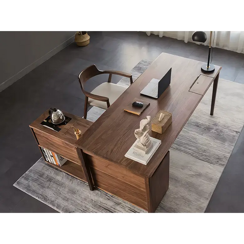 Boucher Office Desk With Storage Walnut - office desk
