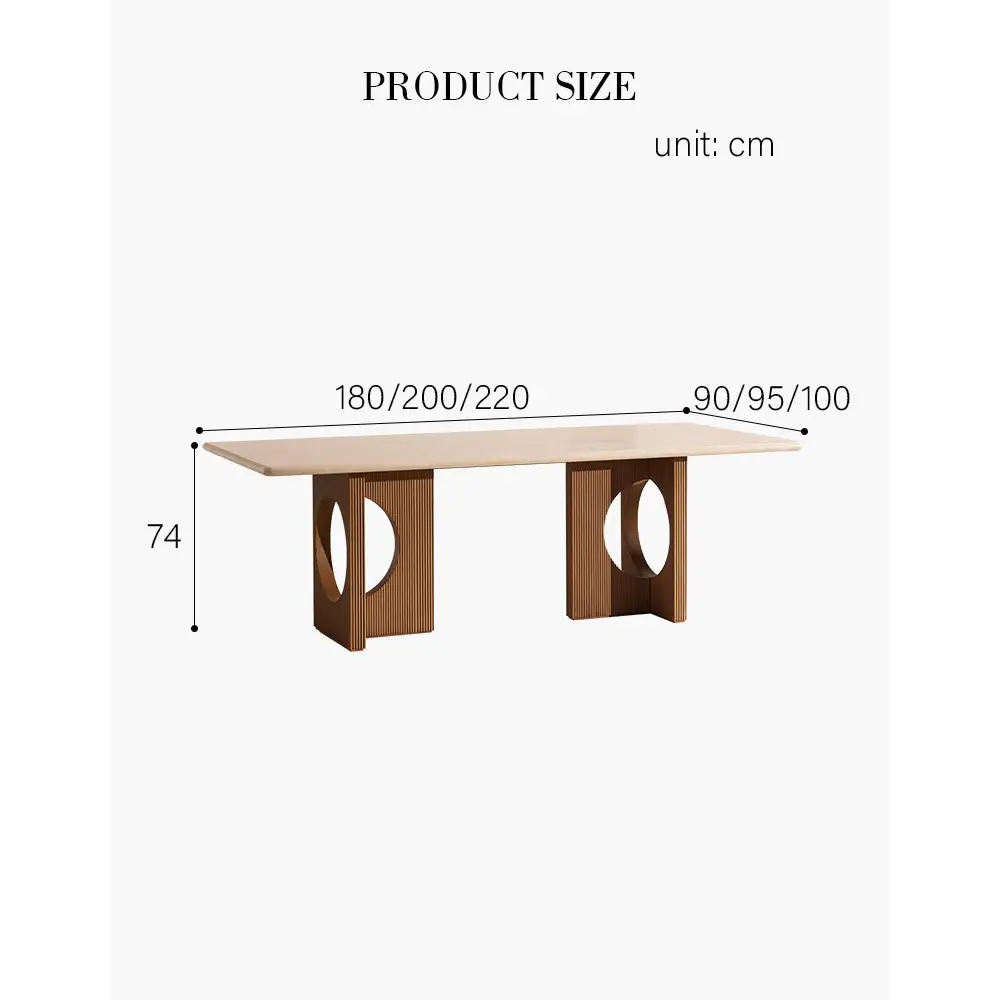 Boucheron Dining Table Travertine & Solid Wood - Dining table