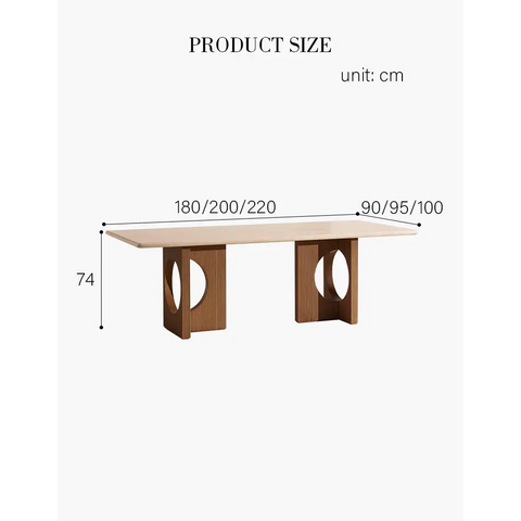 Boucheron Dining Table Travertine & Solid Wood - Dining table