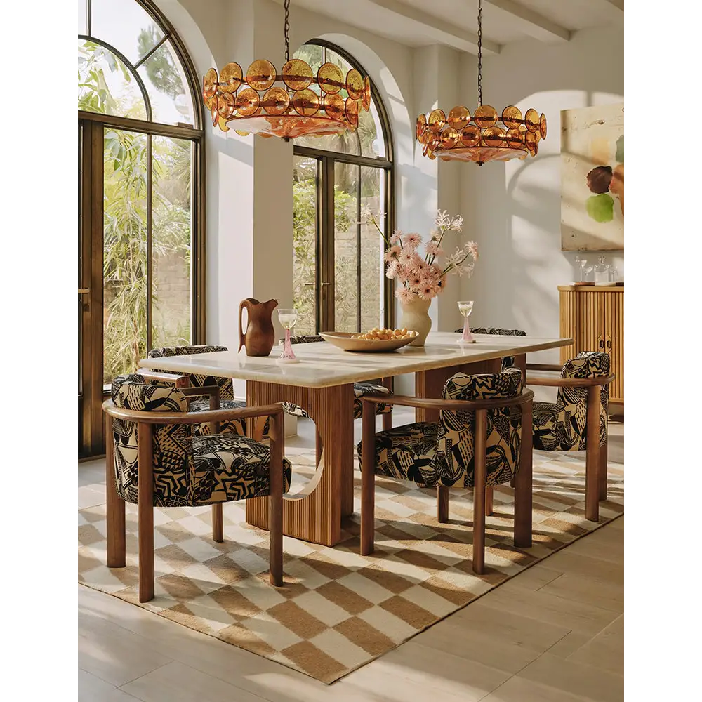 Boucheron Dining Table Travertine & Solid Wood - Dining table