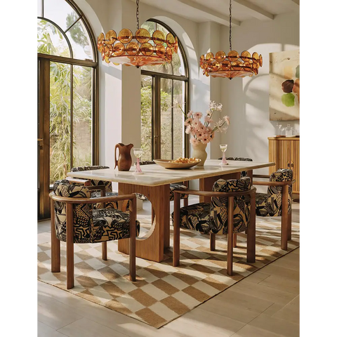 Boucheron Dining Table Travertine & Solid Wood - Dining table