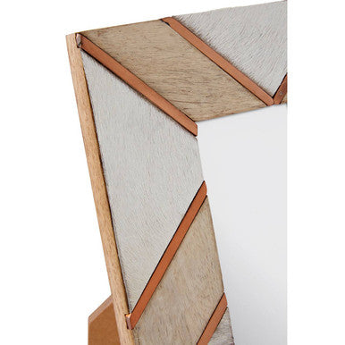 Bowerbird small braiding photo frame with a light wood border and beige glass strips accented by copper metal