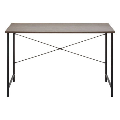 Minimalist bradbury desk with dark oak veneer top and black metal x-shaped legs for stylish workspaces
