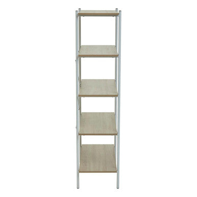 Bradbury five tier natural oak shelf unit with light wood five tier natural shelves and slender silver metal frame