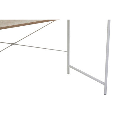 Minimalist white metal table with bradbury natural oak light wood top perfect for a stylish workspace desk