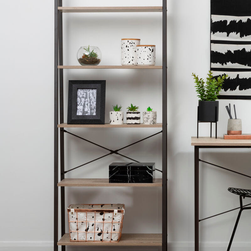 Renata Large Black Marble Design Glass Trinket  Box