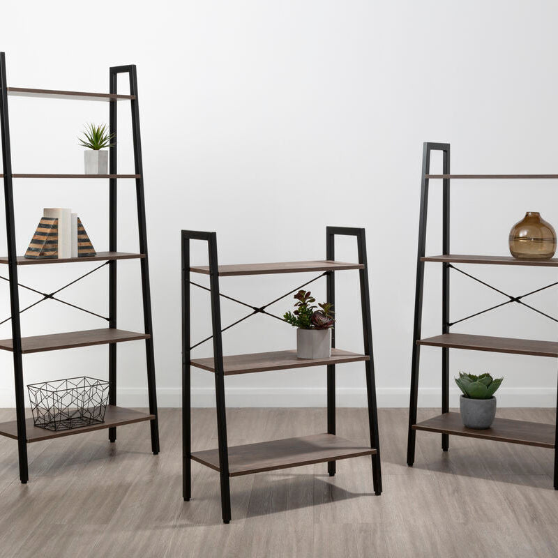 Bradbury Three Tier Dark Oak Veneer Ladder Shelf Unit