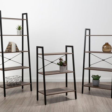 Bradbury Three Tier Dark Oak Veneer Ladder Shelf Unit