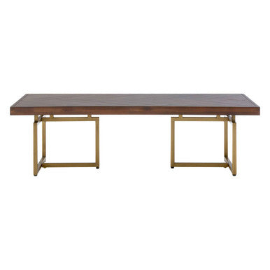 Brando acacia wood effect coffee table with dark wood top and gold geometric metal legs for stylish living rooms