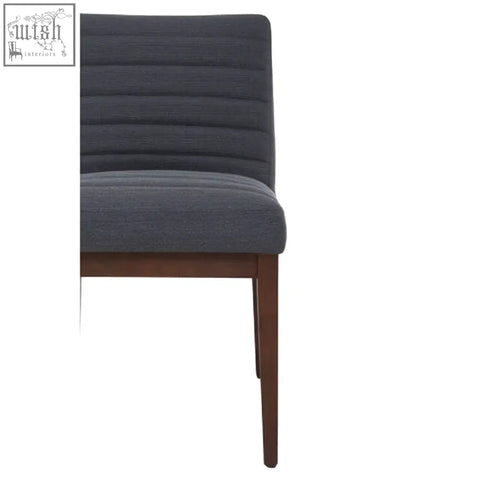 Dark gray upholstered brando charcoal grey dining chair with tufted back and oak legs for stylish dining rooms