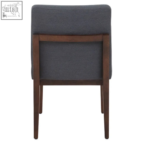 Dark gray upholstered brando charcoal grey dining chair with oak legs and wooden frame for stylish dining rooms