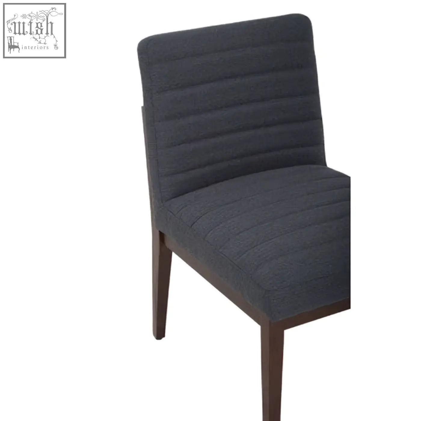 Brando charcoal grey dining chair with dark gray ribbed upholstery and sleek oak legs perfect for modern dining rooms