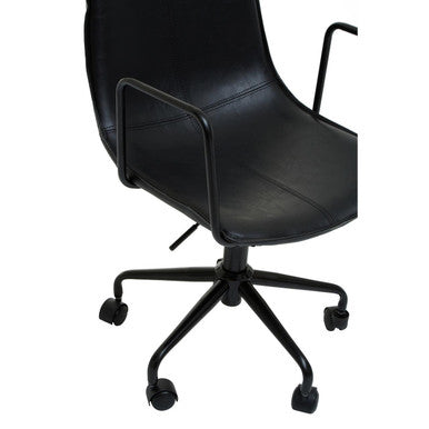 Branson black leather effect home office chair with sleek modern design and five-star base for office use