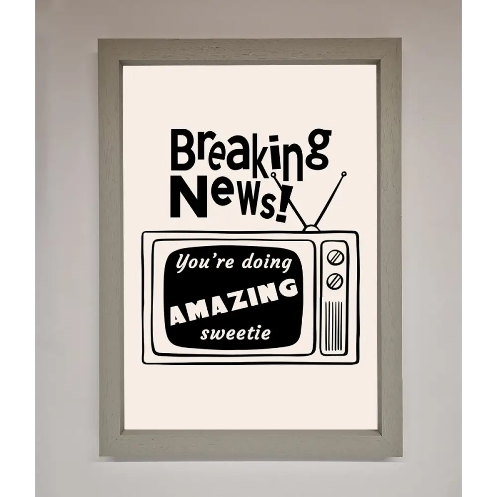 Breaking News Framed Poster - A3 (29.7 x 42 cm) / Grey - Framed Print