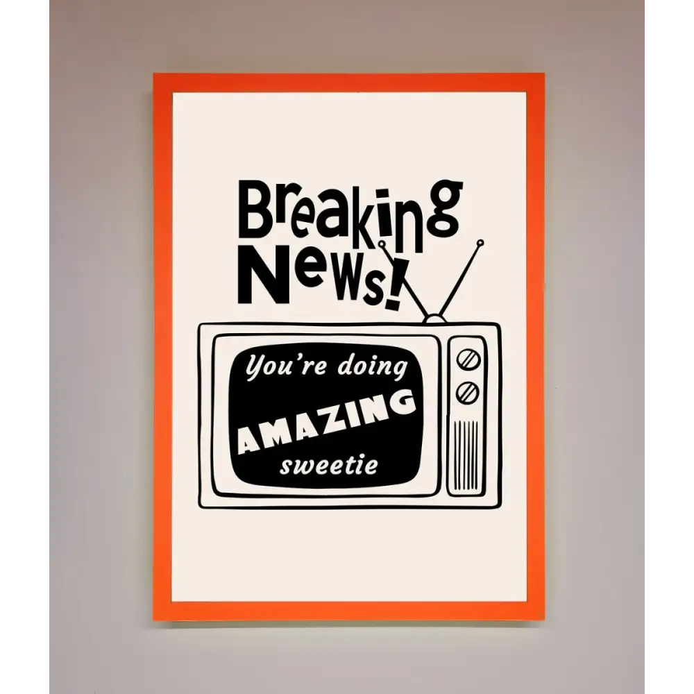Breaking News Framed Poster - A3 (29.7 x 42 cm) / Neon Orange - Framed Print