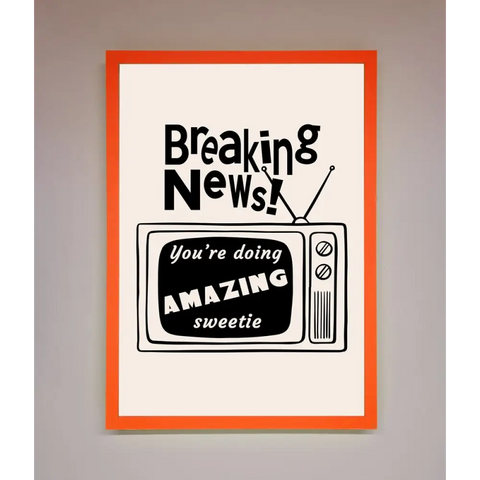 Breaking News Framed Poster - A3 (29.7 x 42 cm) / Neon Orange - Framed Print