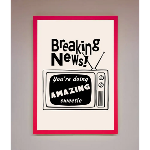 Breaking News Framed Poster - A3 (29.7 x 42 cm) / Neon Pink - Framed Print