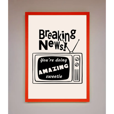 Breaking News Framed Poster - A3 (29.7 x 42 cm) / Neon Red - Framed Print