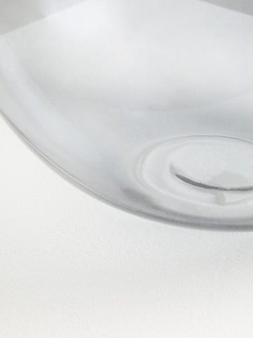 Clear glass vase bree grey glass with smooth curved rim and subtle concentric circular patterns near the base