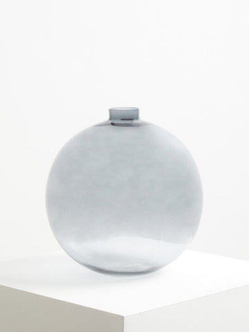 Bree grey glass vase with a sleek translucent grey glass body and narrow neck perfect for modern decor