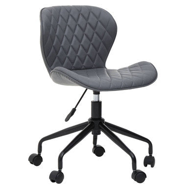 Gray quilted Brent home office chair with black metal base and casters perfect for any office chair setup