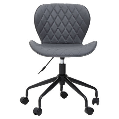 Brent grey and black home office chair with gray quilted leather and black metal base on casters for office use