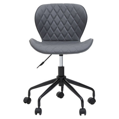 Gray quilted Brent home office chair with black metal base and casters perfect for any modern office chair setup