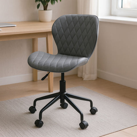 Gray quilted brent home office chair with black metal base and casters perfect for office chair setup