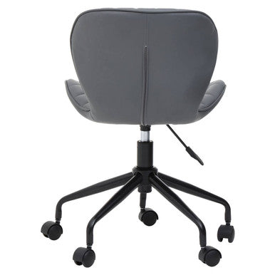Brent grey and black home office chair with gray upholstered seat and black metal base with casters for office use
