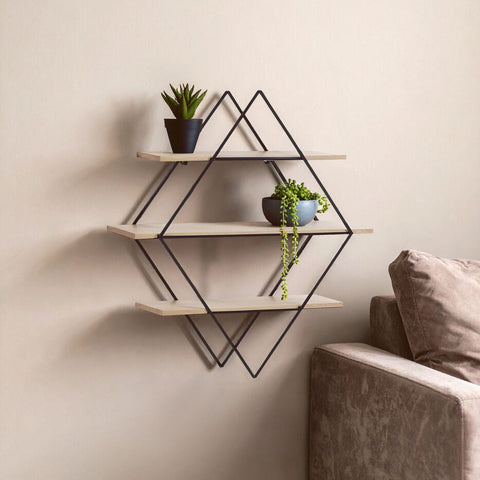 Brixton 3 Tier Rhombus Wall Shelf