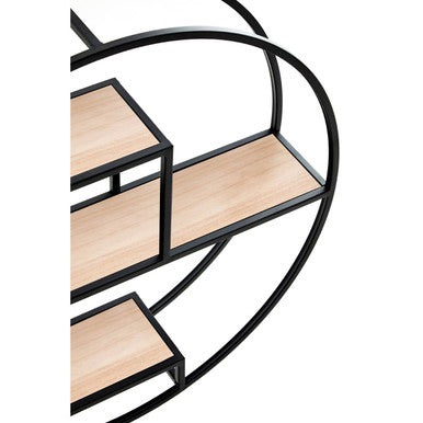 Black metal frame with light wood shelves in brixton 3 tier round metal wall shelf for stylish storage
