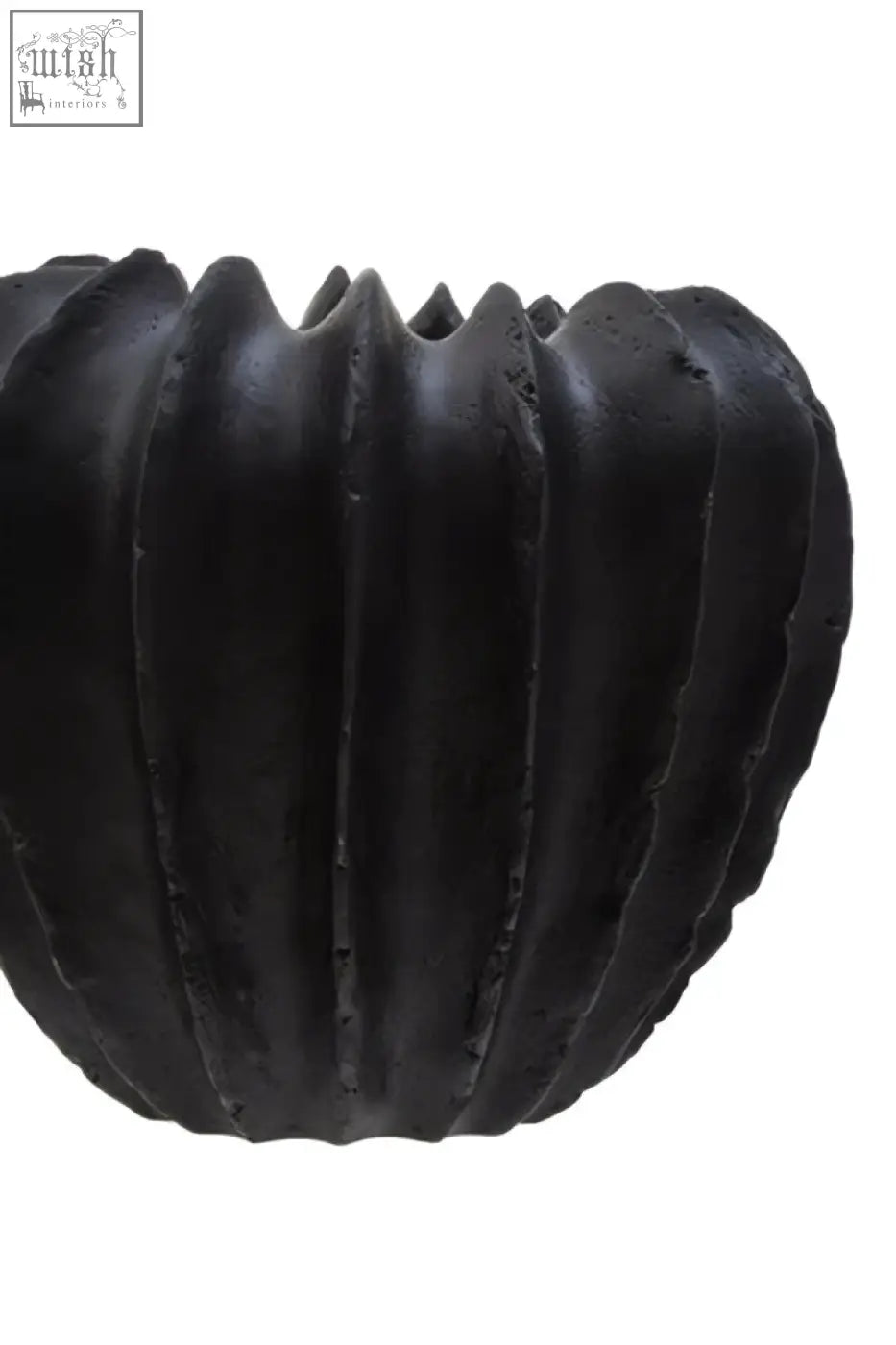 Black textured vase broc black with ribbed ceramic design and matte finish perfect for modern home decor