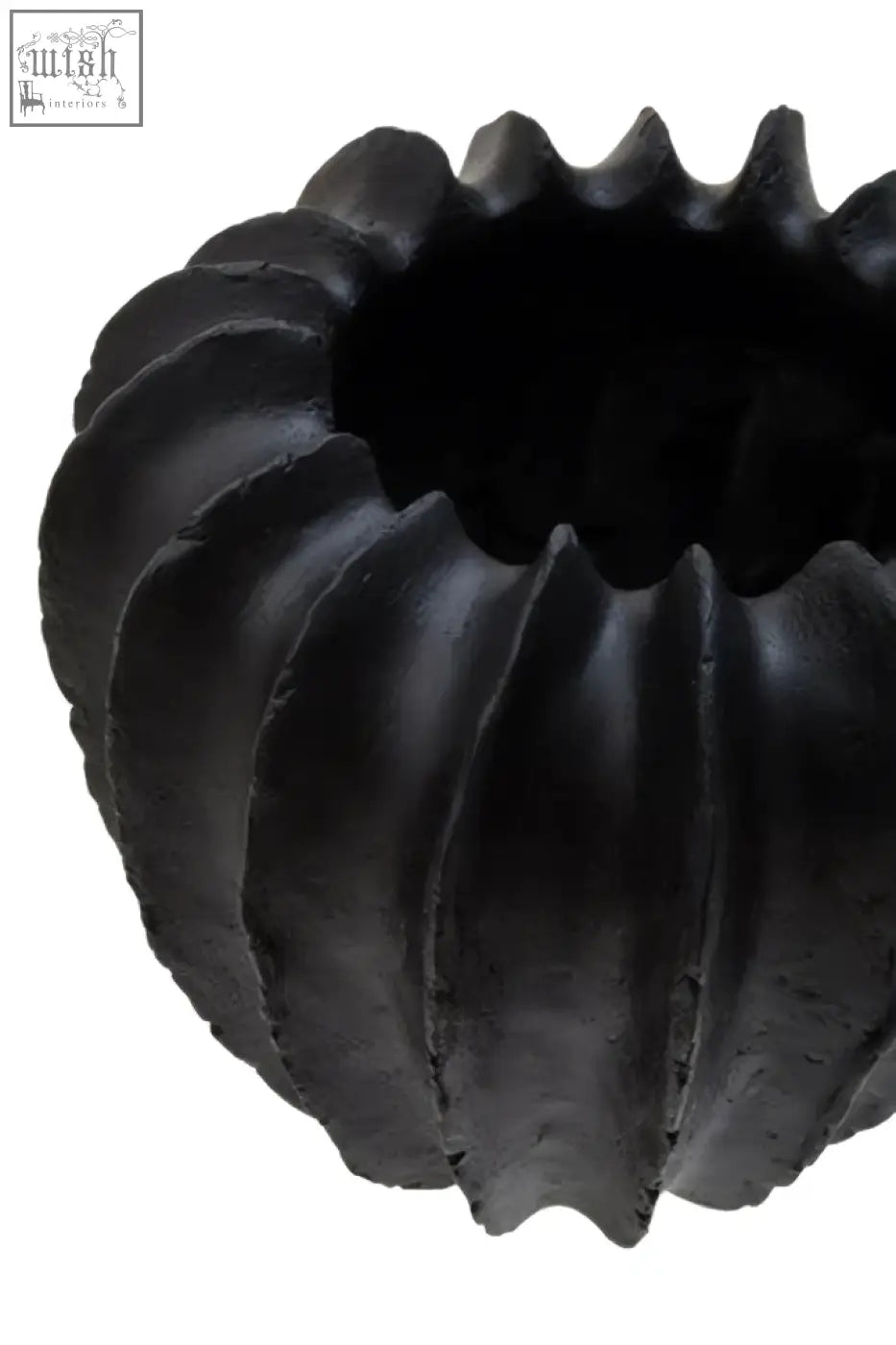 Black textured vase broc black textured with ribbed ceramic and segmented exterior perfect for modern decor