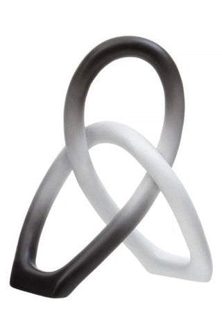 Black and white gradient silicone ombre black white knot sculpture shaped like a stirrup decorative object