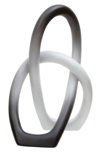 Black and white ombre silicone ring set featuring white knot sculpture design for stylish everyday wear