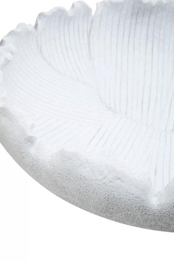 White textured bowl broc made of translucent glass with scalloped edge and vertical ridges for stylish serving