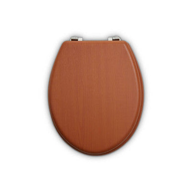 Brooks antique brown toilet seat with smooth matte finish brown oval seat and silver hinges for bathroom use