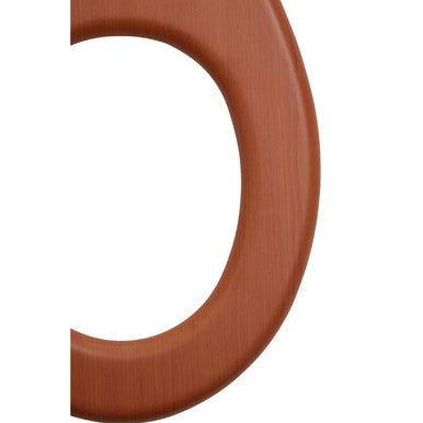 Terracotta curved letter c with textured surface on brooks antique brown toilet seat for stylish bathroom decor