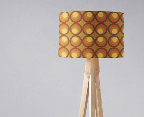 Brown and orange retro 1970s lamp shade with concentric circle pattern for table lamp or lamp base use