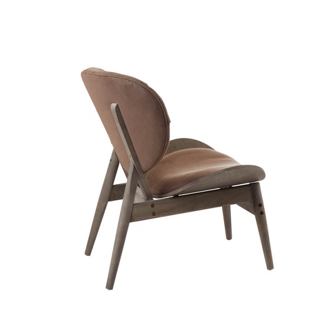 Brown velvet chair with sleek modern design and dark elm wood frame perfect for stylish living spaces