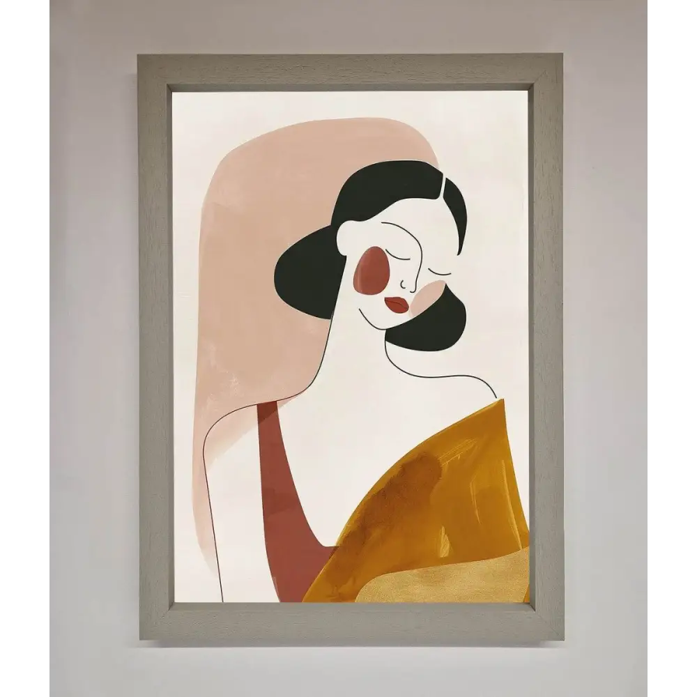 Browns Line Drawing Woman Framed Print - A3 (29.7 x 42 cm) / Grey - Framed Print